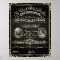 Vintage Classic Gatsby Style Marriage Certificate