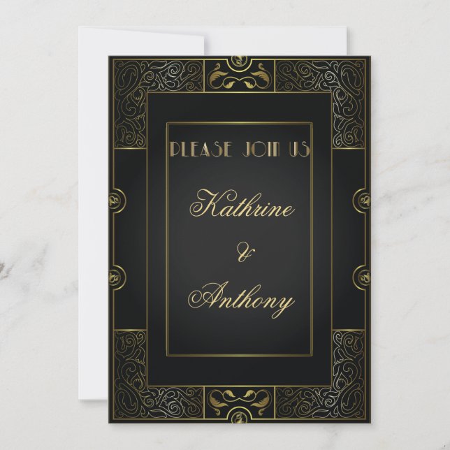 Vintage Classic Gatsby Style  Wedding Invitation (Front)
