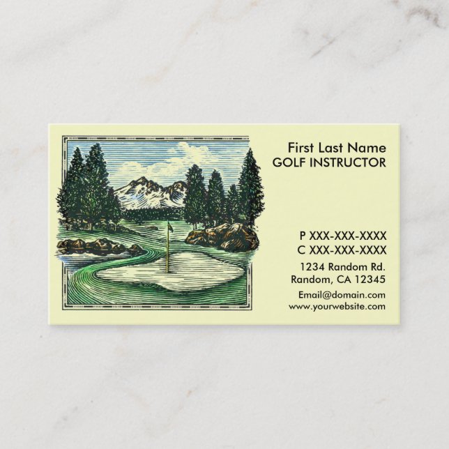Vintage classic golf instructor business cards (Front)