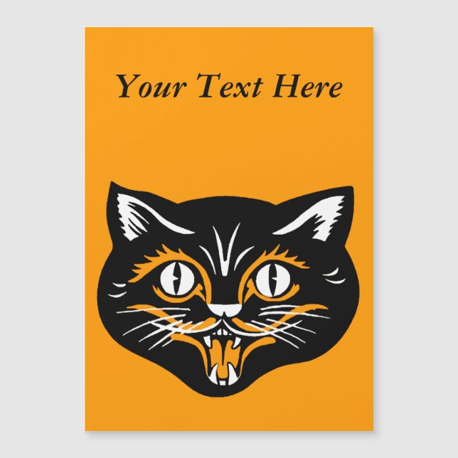 Vintage Classic Halloween Black Cat Face Fangs (Front)