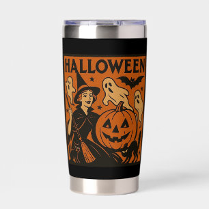 Vintage, classic Halloween witch, ghost & pumpkins Insulated Tumbler