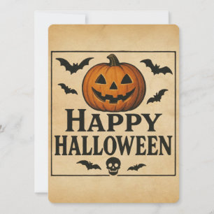 Vintage/classic Happy Halloween jack-o-lantern Invitation