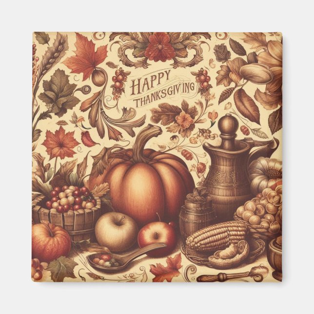 Vintage/Classic Happy Thanksgiving Magnet (Front)