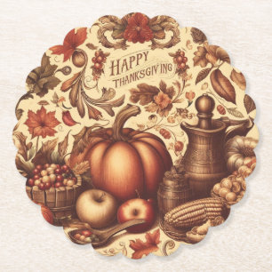 Vintage/Classic Happy Thanksgiving Paper Coaster