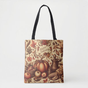 Vintage/Classic Happy Thanksgiving Tote Bag