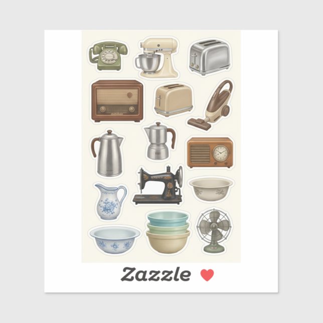 Vintage Classic Home Appliances Sticker Sheet (Sheet)