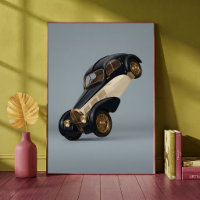 Vintage Classic Luxury Car Doing a Wheelie Art