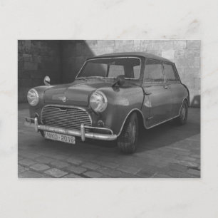 Vintage Classic Mini Cooper car retro postcard