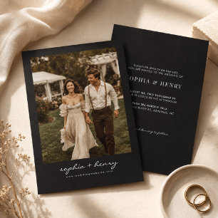 Vintage Classic Modern Script Photo Wedding Invitation