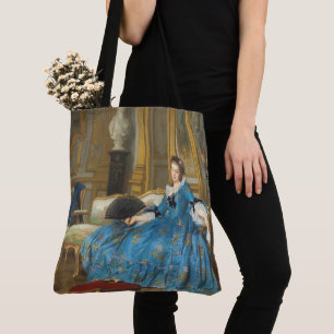 Vintage Classic Painting of Sassy Girl with Fan Tote Bag