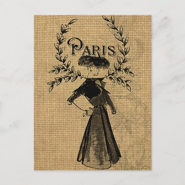 Vintage Classic Paris Lady Postcard (Front)