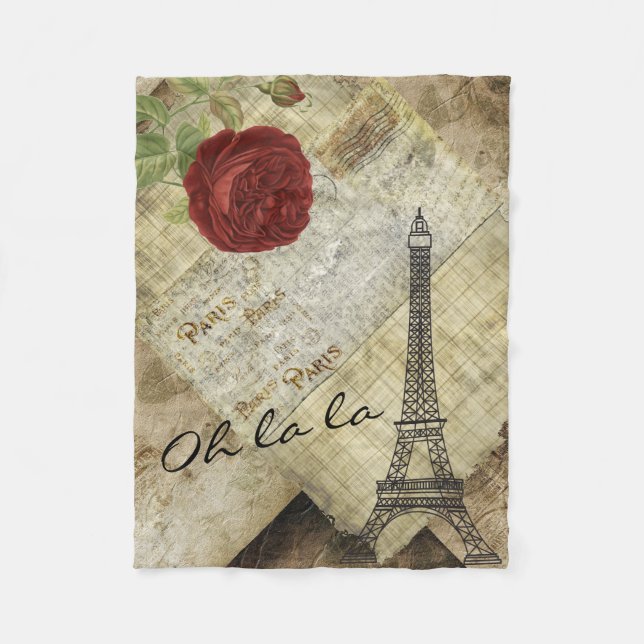Vintage Classic Paris Style Design Fleece Blanket (Front)