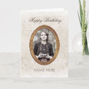 Vintage classic photo happy Birthday Note Card