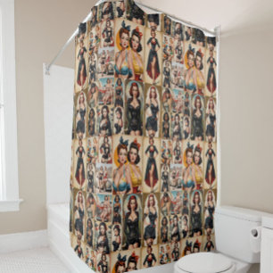 Vintage Classic Pin-up Girls Collection Design  Shower Curtain