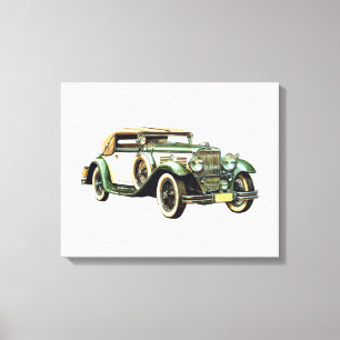 Vintage Classic Racing Green and Cream Car Canvas Print