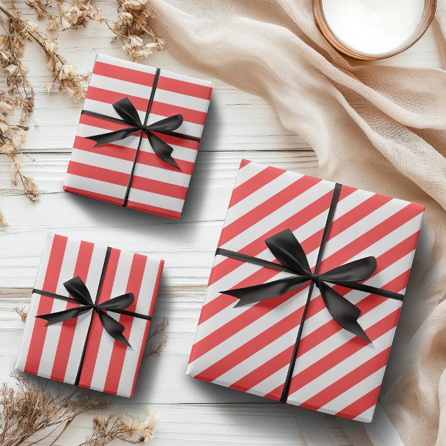 Vintage Classic Red & White Stripes Wrapping Paper Sheet (Creator Uploaded)