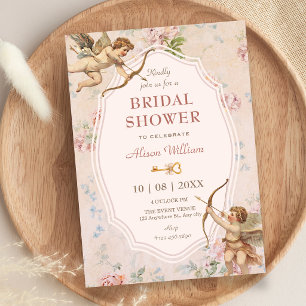 Vintage classic romantic angels bridal shower invitation