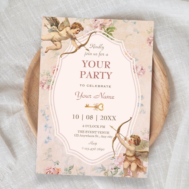 Vintage classic romantic angels elegant invitation (Creator Uploaded)