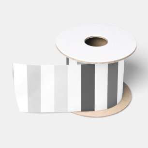 Vintage Classic Shaded Grey & White Stripes Satin Ribbon