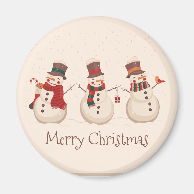 Vintage Classic Snowmen Christmas | Magnet (Front)