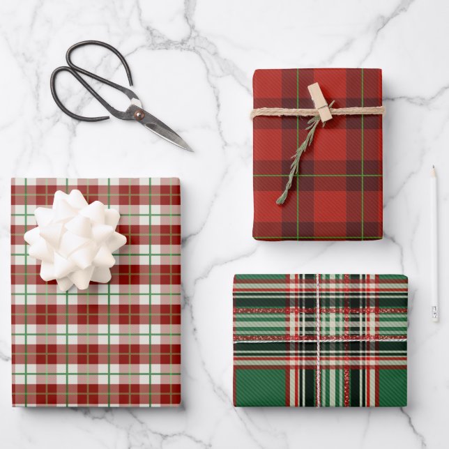 Vintage classic Tartan Plaid Christmas Paper (Front)