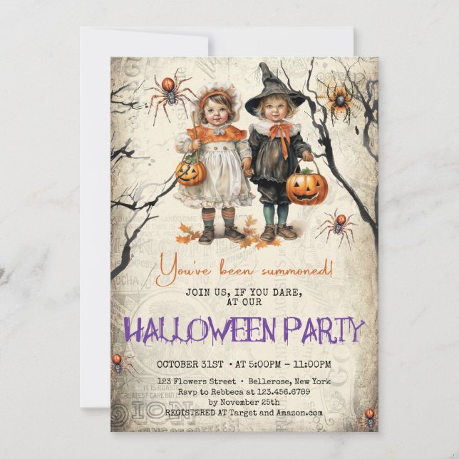 Vintage classic tradition Halloween kids costume Invitation (Front)