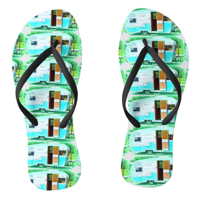 Vintage classic trailer gypsy caravan jandals (Footbed)