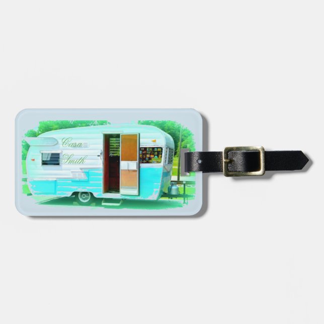 Vintage classic trailer gypsy caravan luggage tag (Front Horizontal)