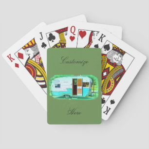 Vintage classic trailer gypsy caravan playing cards