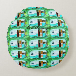 Vintage classic trailer gypsy caravan round cushion