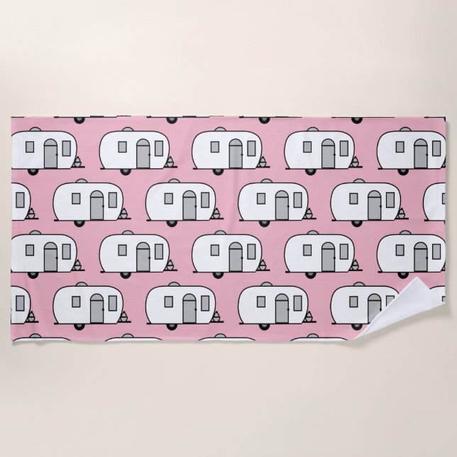 Vintage classic trailer rounded caravan beach towel (Front)