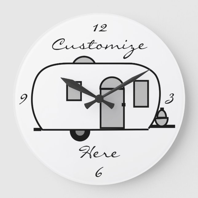 Vintage classic trailer rounded caravan large clock (Front)
