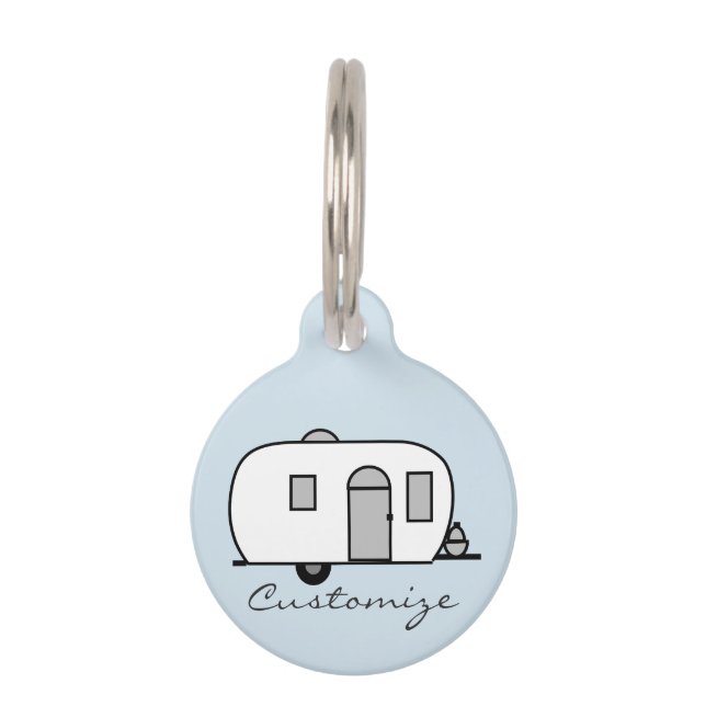 Vintage classic trailer rounded caravan pet tag (Front)
