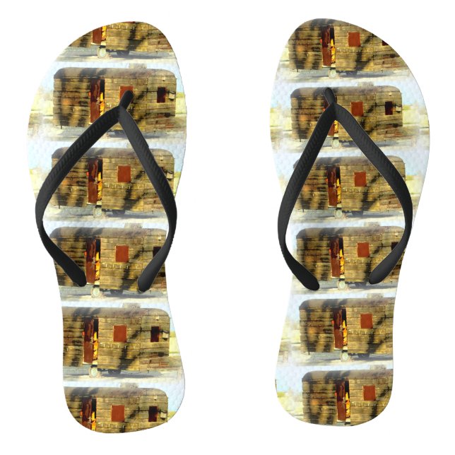 Vintage classic weathered wood caravan jandals (Footbed)