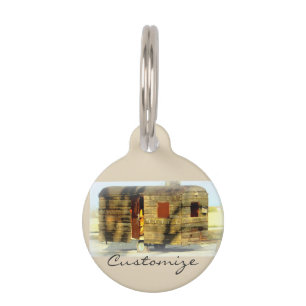 Vintage classic weathered wood caravan pet tag