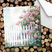 Vintage Classic White Fence Pink Flowers Wedding