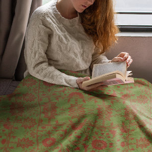 Vintage Classic William Morris Christmas Colors Sherpa Blanket