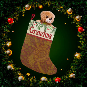 Vintage Classic William Morris Gold Personalised Small Christmas Stocking