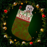 Vintage Classic William Morris Green Red Small Christmas Stocking<br><div class="desc">Here are matching stockings to hang up on Christmas Eve. Tap personalise/customise on the product page to insert your own names or message. Don't forget your furry child! Done in a vintage William Morris pattern which coordinates with the pillows.Remember Christmases gone by with these nostalgic classic William Morris fabric designs....</div>