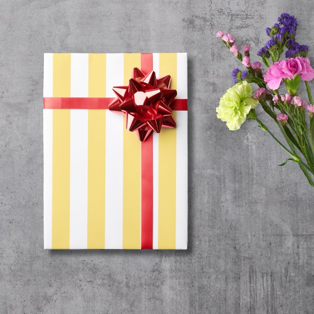 Vintage Classic Yellow & White Stripes Wrapping Paper (Creator Uploaded)