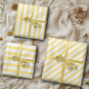 Vintage Classic Yellow & White Stripes  Wrapping Paper Sheet