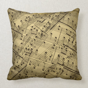 Vintage Classical Sheet Music Notes Cushion