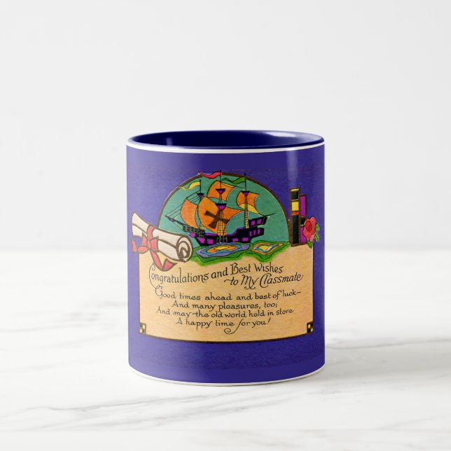 Vintage Classmate Graduation Two-Tone Coffee Mug (Center)