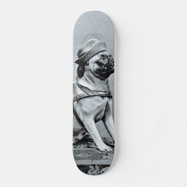 Vintage Classy Pug Photograph Skateboard (Front)