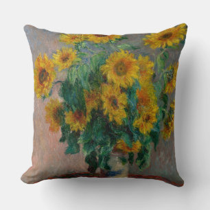 Vintage Claude Monet Bouquet of Sunflowers Cushion
