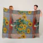 Vintage Claude Monet Bouquet of Sunflowers Fleece Blanket<br><div class="desc">This product is embellished with a lovely print of "Bouquet of Sunflowers" a painting created in 1880 by French Impressionist painter Claude Monet (1840 -1926).</div>