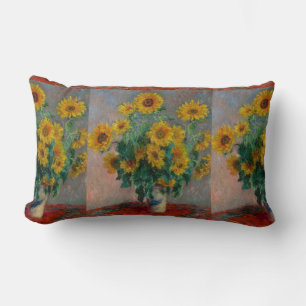 Vintage Claude Monet Bouquet of Sunflowers Lumbar Cushion