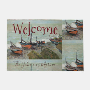Vintage Claude Monet Fishing Boats Doormat