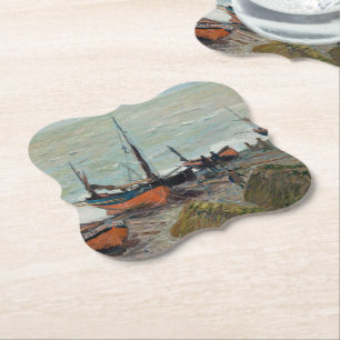 Vintage Claude Monet Fishing Boats Paper Coaster