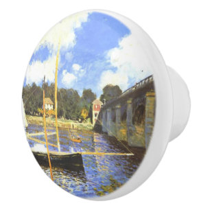 Vintage Claude Monet The Argenteuil Bridge Ceramic Knob